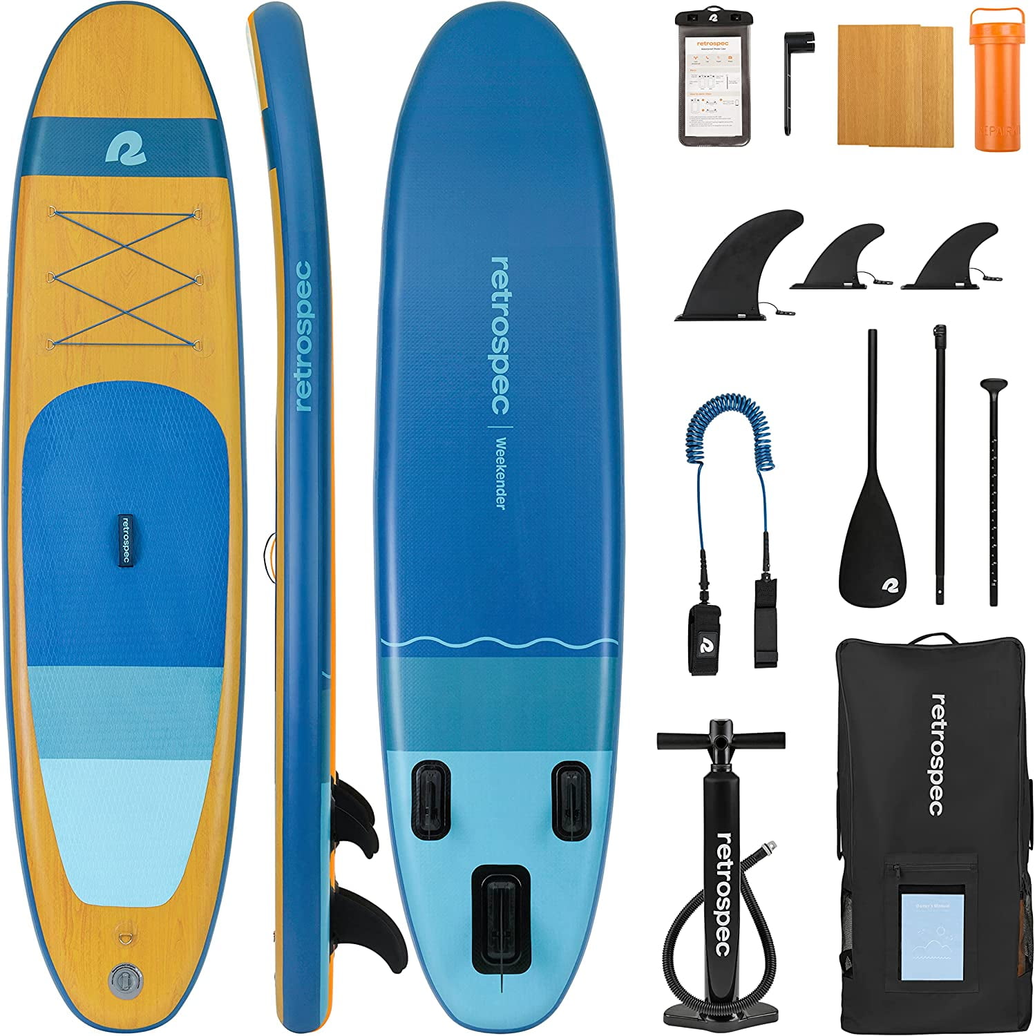 Retrospec Weekender Inflatable Stand Up Paddle Board Includes Paddle