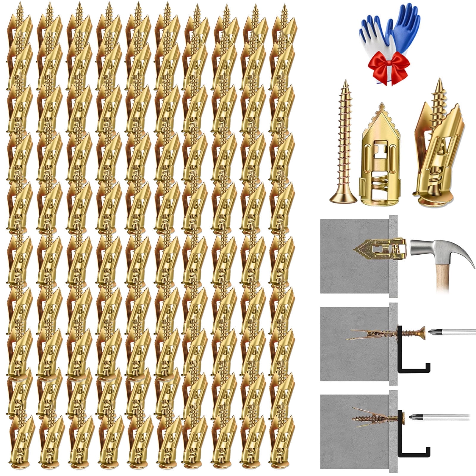 100Sets Self Drilling Drywall Anchors with Screws Kit , Metal Expansion Bolt for Drywall Heavy Duty Hanging, 12x30mm No Pre-Drilling Needed