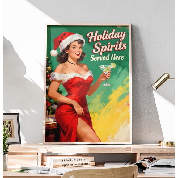 Retrospirits Wall Art Vintage Pin Up Poster Home Decoration Print Retro Woman, Stretched Canvas Size 16x24 F03.1.21l442