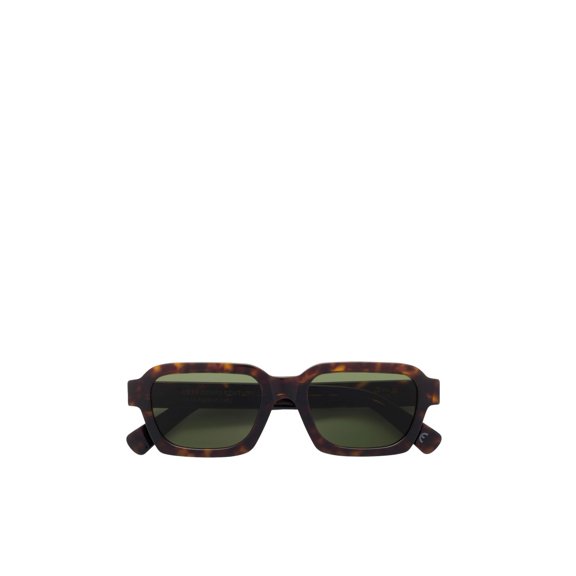 Retrosuperfuture Men's Rectangular Tortoiseshell Acetate Sunglasses With Green Lenses Black