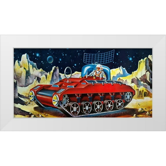 Retrotrans 32x18 White Modern Wood Framed Museum Art Print Titled - Space Exploration Tank