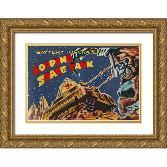 Retrotrans 32x23 Gold Ornate Wood Framed with Double Matting Museum Art Print Titled - Looping Space Tank