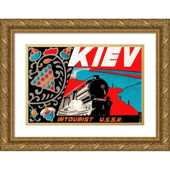Retrotravel 18x13 Gold Ornate Wood Framed with Double Matting Museum Art Print Titled - Kiev - Intourist U.S.S.R.