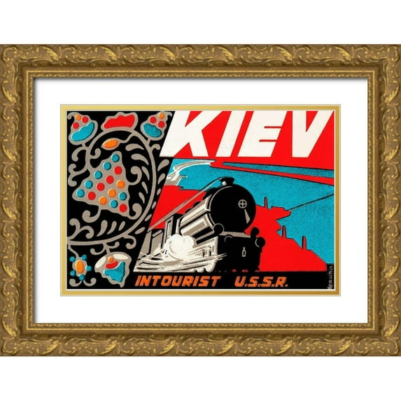 Retrotravel 24x17 Gold Ornate Wood Framed with Double Matting Museum Art Print Titled - Kiev - Intourist U.S.S.R.