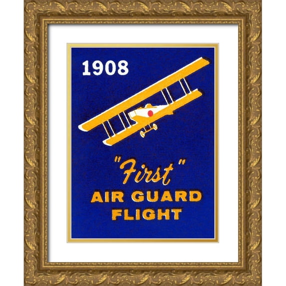 Retrotravel 25x32 Gold Ornate Wood Framed with Double Matting Museum Art Print Titled - 1908 First Air Guard Flight