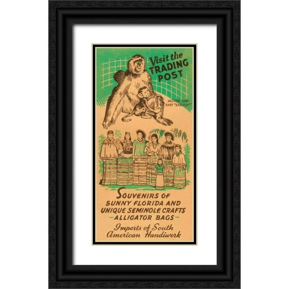 Retrotravel 9x14 Black Ornate Wood Framed with Double Matting Museum Art Print Titled - Visit the Trading Post