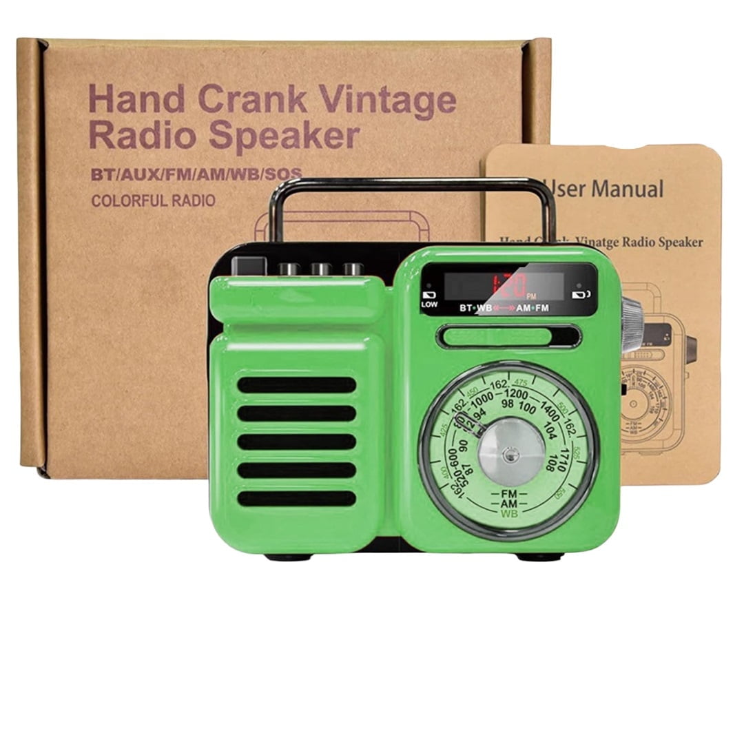 Retrowave 7-in-1 Portable Radio with Bluetooth, TF/USB/AUX Playback, Rechargeable, Flashlight, Sleep Timer, SOS Alarm  Ideal for Indoor Decor, Camping & Emergency Use