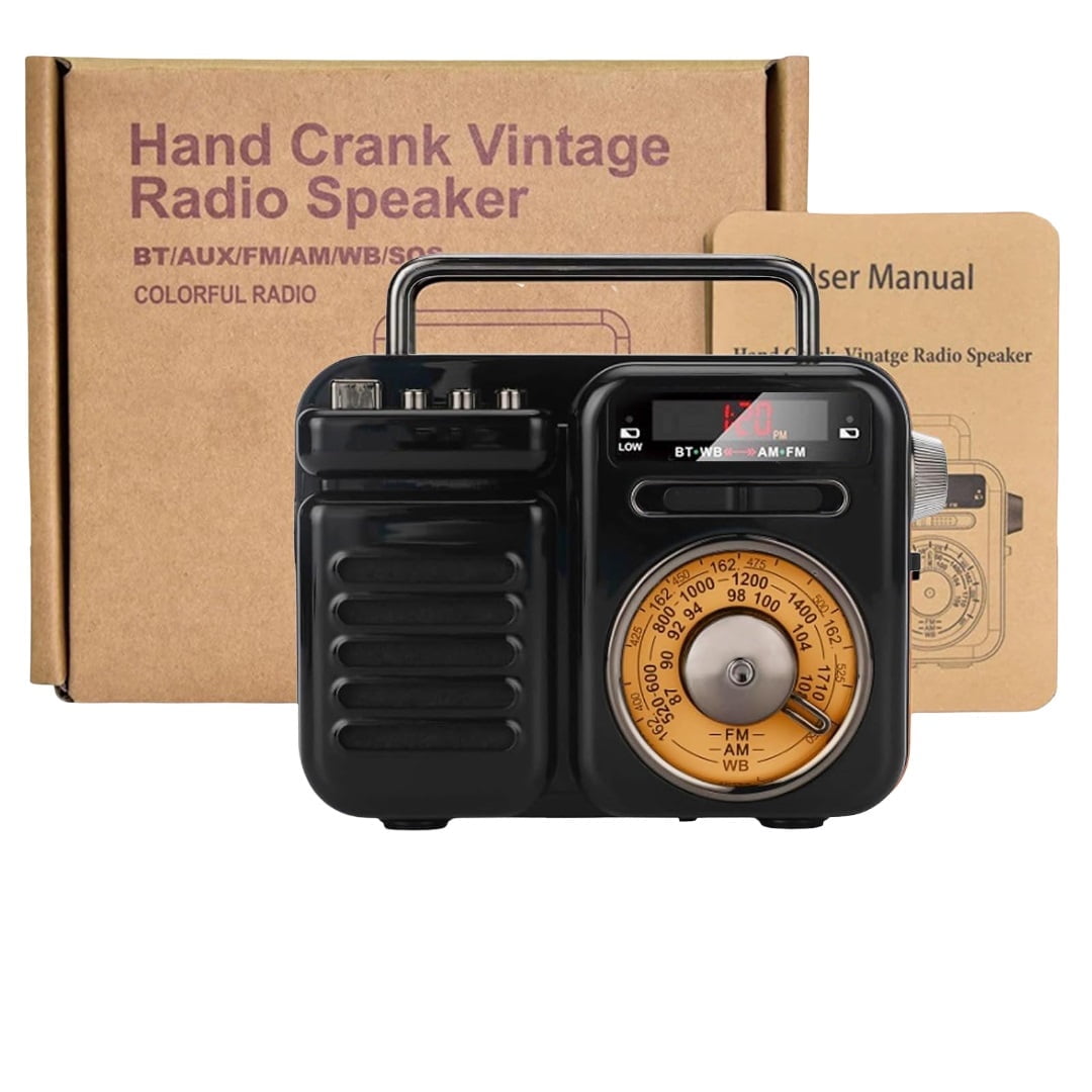 Retrowave 7-in-1 Portable Radio with Bluetooth, TF/USB/AUX Playback, Rechargeable, Flashlight, Sleep Timer, SOS Alarm  Ideal for Indoor Decor, Camping & Emergency Use