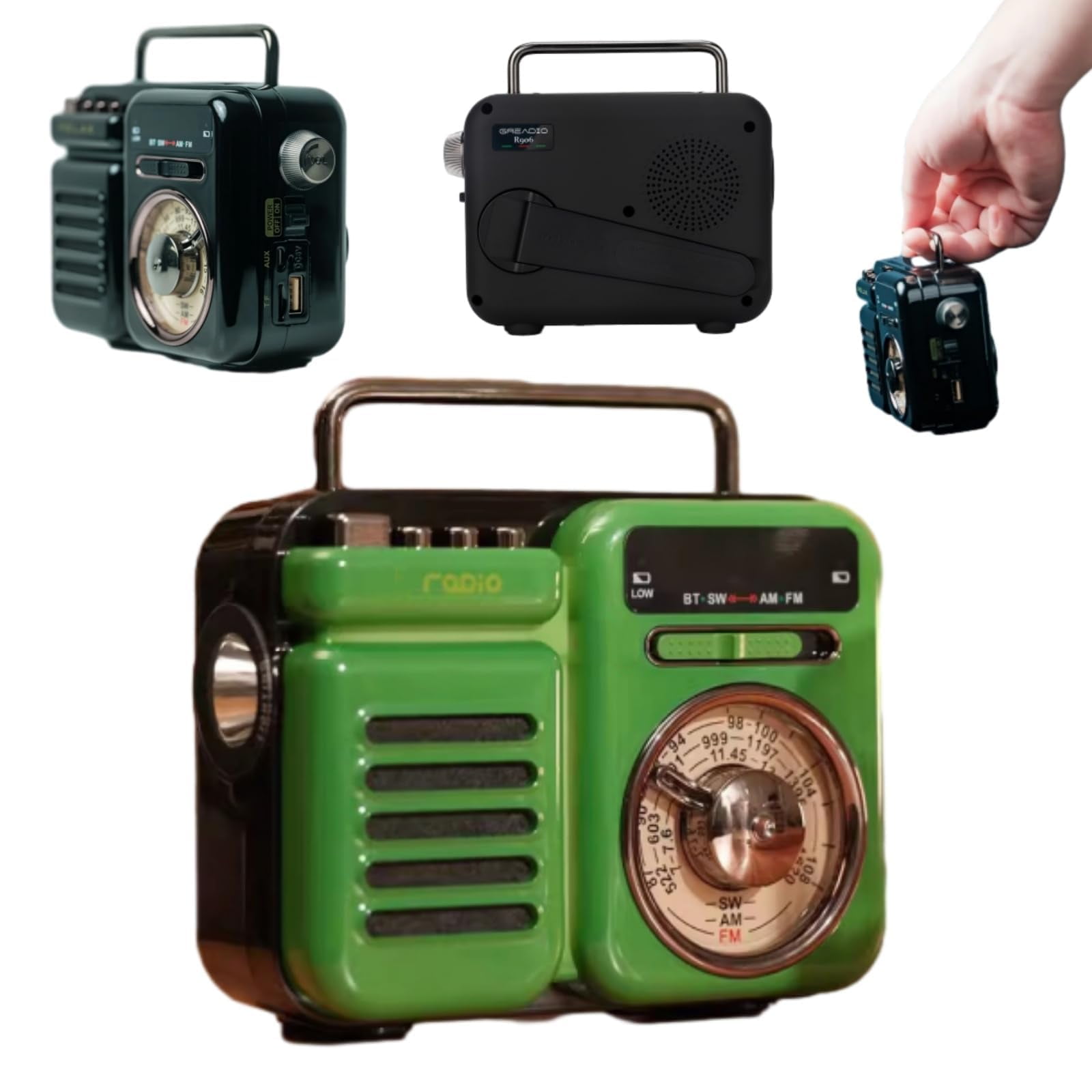 Retrowave 7-in-1 Radio, Portable Am Fm Radio Bluetooth Rechargeable ...