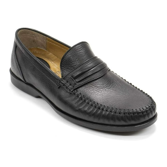 Retto Men's Eastern Leather Penny Loafer, Black,11 M US