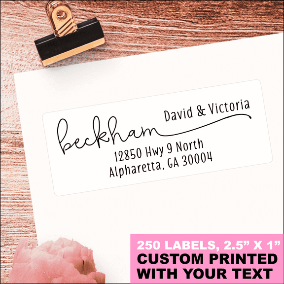 Return Address Labels - Custom Printed Personalized Stickers, 250 Adhesive Peel and Stick Labels, White - For Wedding Invitations, Holiday Greeting Cards, Business Mailing