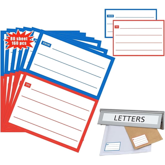 320 to/from Address Labels 4.5x3.5 Inch Shipping Mailing Stickers | Red Blue | 320 Labels | Handwriting Friendly | School Home Office Use