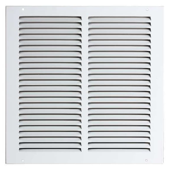 Ceiling/Wall Return Air Grille, 10 in W x 10 in H Opening, 288cfm, White, Steel, 1 Way,Surface Mount