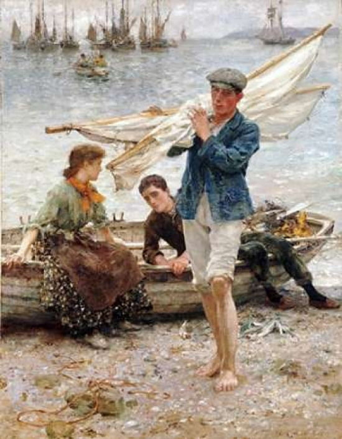Return From Fishing Canvas Art - Henry Scott Tuke (24 x 30)