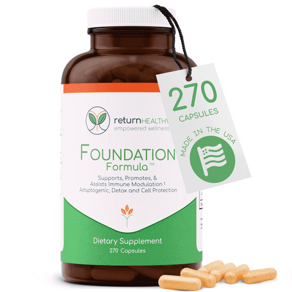 Return Healthy Foundation Formula Immune Supplement for Women and Men, with Japanese Knotweed Root, Cat's Claw, and Milk Thistle, 270 Natural Capsules