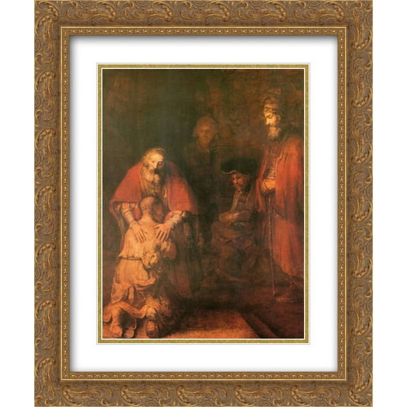Return Of The Prodigal Son 2x Matted 15x18 Gold Ornate Framed Art Print by Rembrandt