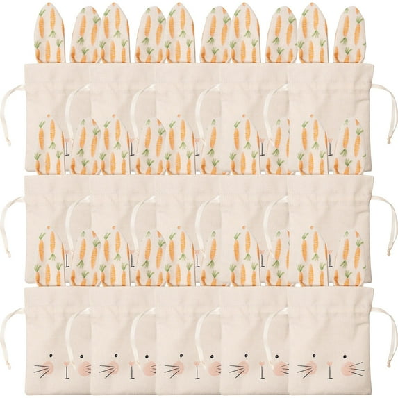 Return Pallets! Bunny Gift Bag Bunny Birthday Decoration for Easter Kids Party Baby Shower Linen Sweet Candy Beige Drawstring Bags Garden Tea Party Favors Decorations Supplies