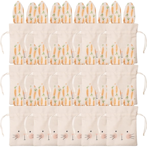 Return Pallets! Bunny Gift Bag Bunny Birthday Decoration for Easter Kids Party Baby Shower Linen Sweet Candy Beige Drawstring Bags Garden Tea Party Favors Decorations Supplies