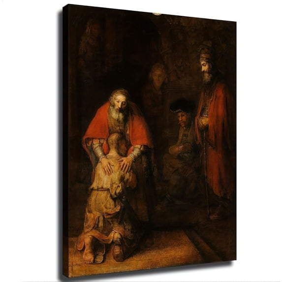 The Return of the Prodigal Son by Rembrandt Famous Oil Canvas Wall Prints poster Modern Home Aesthetic Decor Wall art for Bedroom Dorm (Unframe 08x12inch)