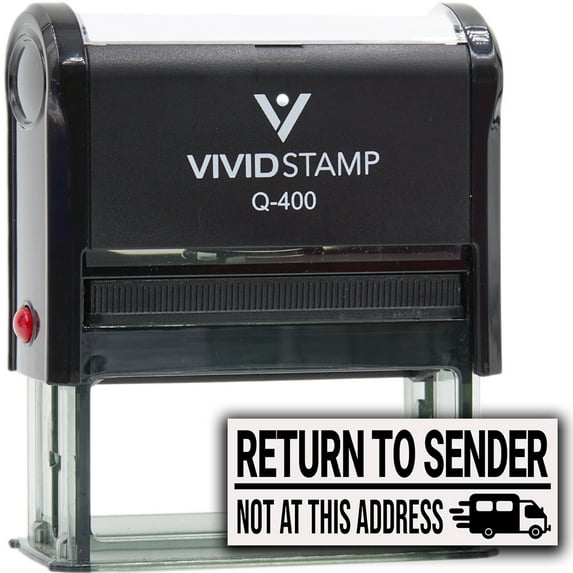 Return To Sender Not At This Address (Mail Van) Self Inking Rubber Stamp (Black Ink) - Q-400