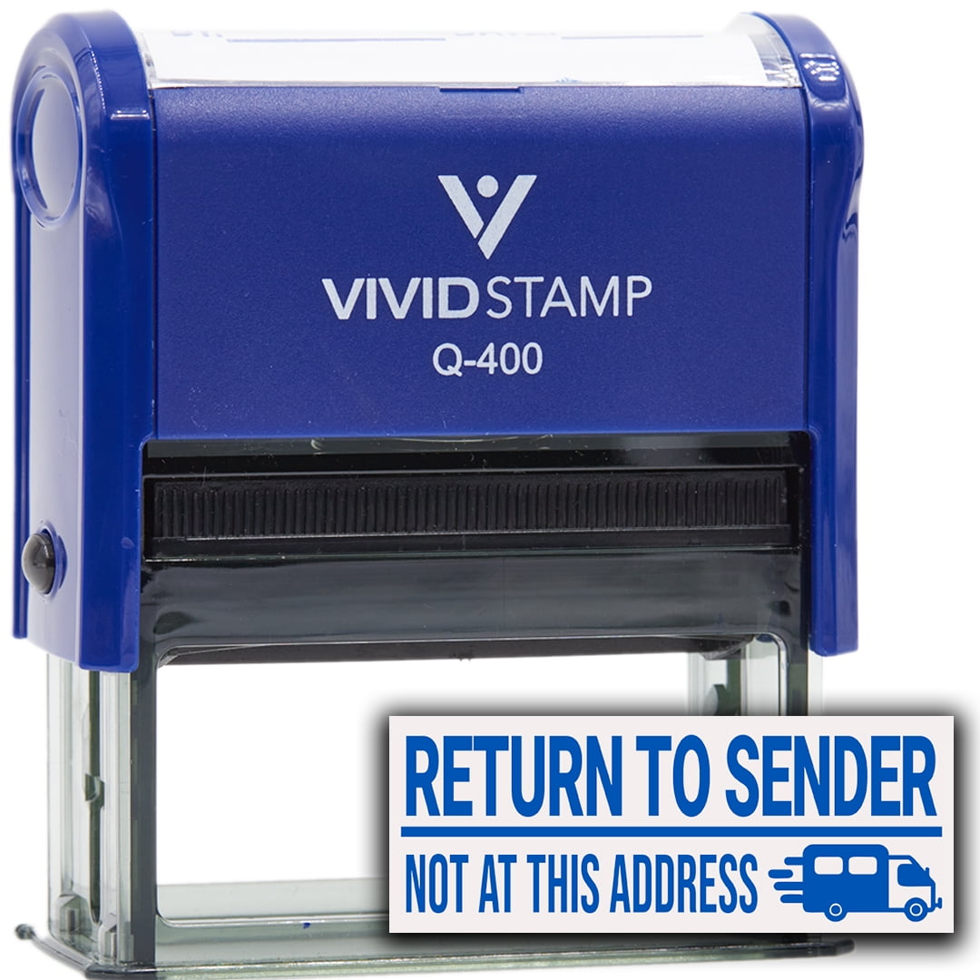 Return To Sender Not At This Address (Mail Van) Self Inking Rubber Stamp (Blue Ink) Q400