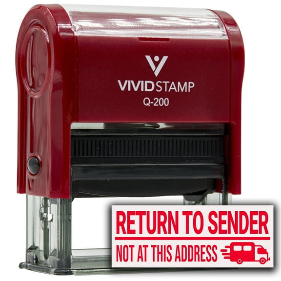 Return To Sender Not At This Address (Mail Van) Self Inking Rubber Stamp (Red Ink) - Q-200