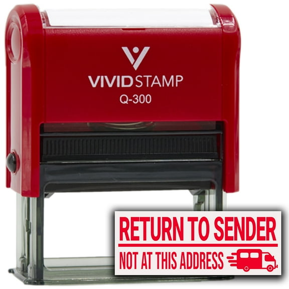 Return To Sender Not At This Address (Mail Van) Self Inking Rubber Stamp (Red Ink) - Q-300