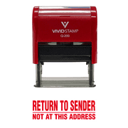 Return To Sender Not At This Address Self Inking Rubber Stamp (Red Ink) - Medium