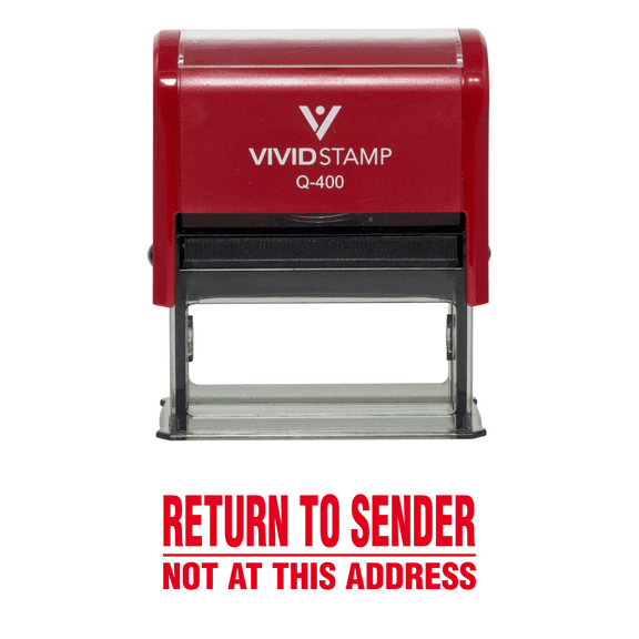 Return To Sender Not At This Address Self Inking Rubber Stamp (Red Ink) - X-Large