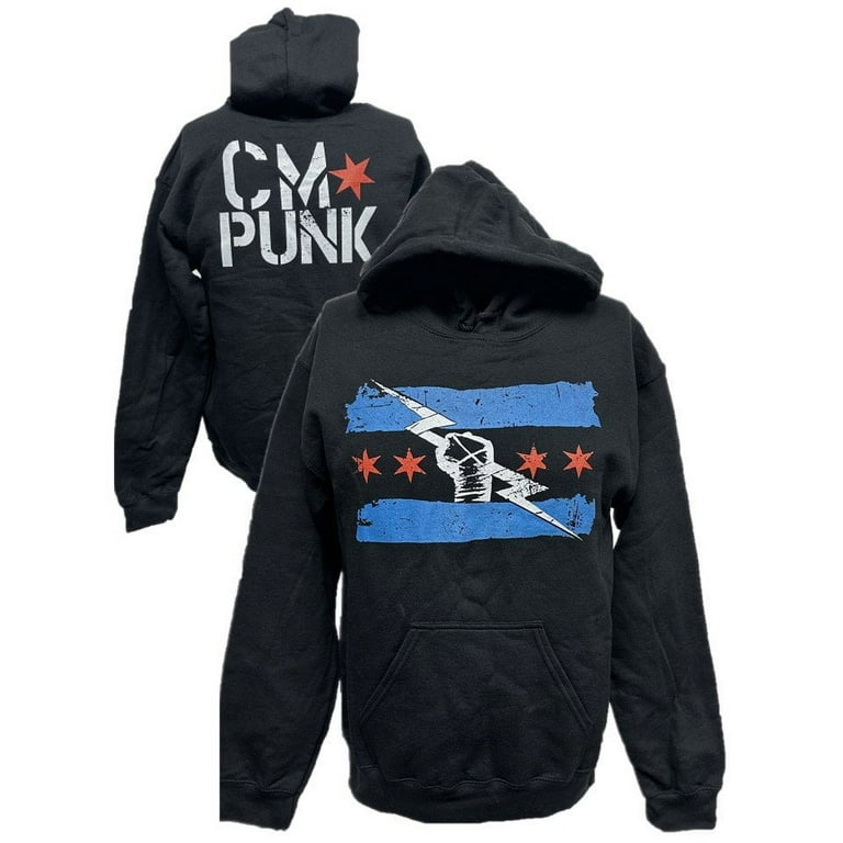 Return of CM Punk Blue Logo Black Pullover Hoody - Walmart.com