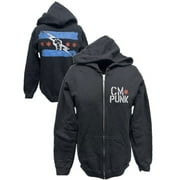 E.W.S. Return of CM Punk Blue Logo Black Zipper Hoody