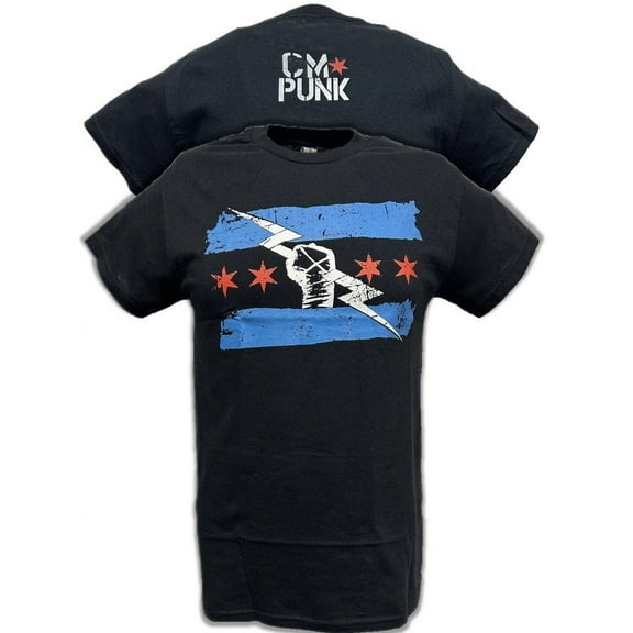Return of CM Punk Red White Blue Logo Black T-shirt