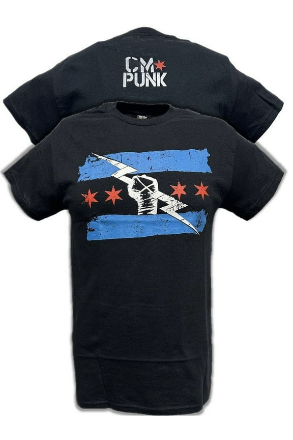Return of CM Punk Red White Blue Logo Black T-shirt