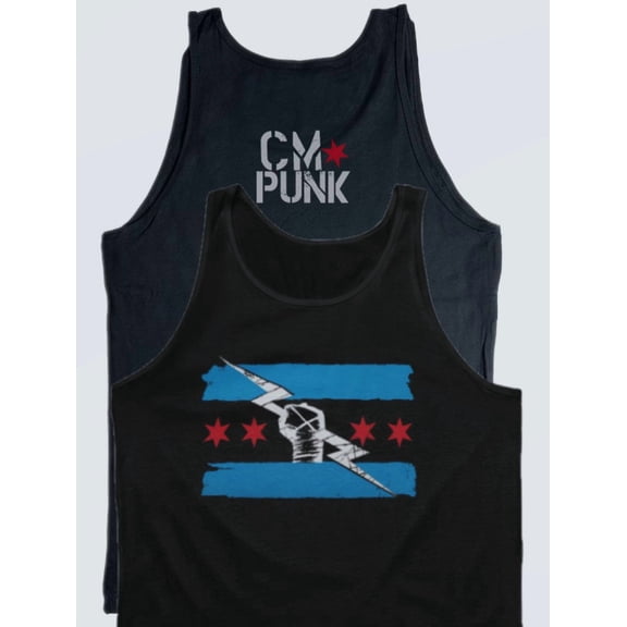 Return of CM Punk Red White Blue Logo Black Tank Top Shirt