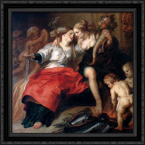 Return of Peace 28x28 Large Black Ornate Wood Framed Canvas Art by Theodoor van Thulden