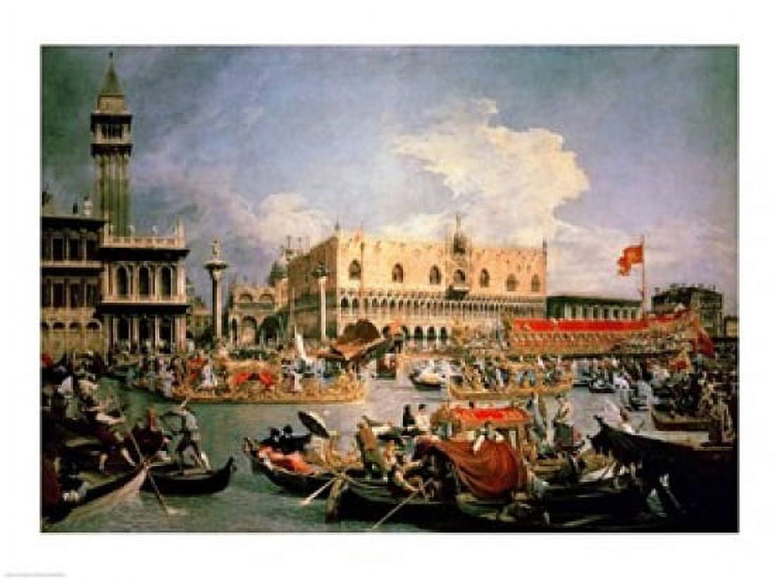Return of the Bucintoro on Ascension Day Canvas Art - Giovanni Antonio Canaletto (24 x 18)