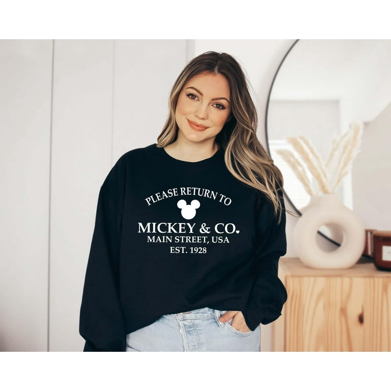 Newamarketing Return to Mickey and Co Sweatshirt Disney Friends Crewneck Sweatshirt Unisex Sweatshirt Black Adult Unisex Size XL