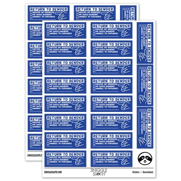 Return to Sender Fill-in Letter Mail Sticker Set - Dark Blue - Gloss Finish - 2.00" Large