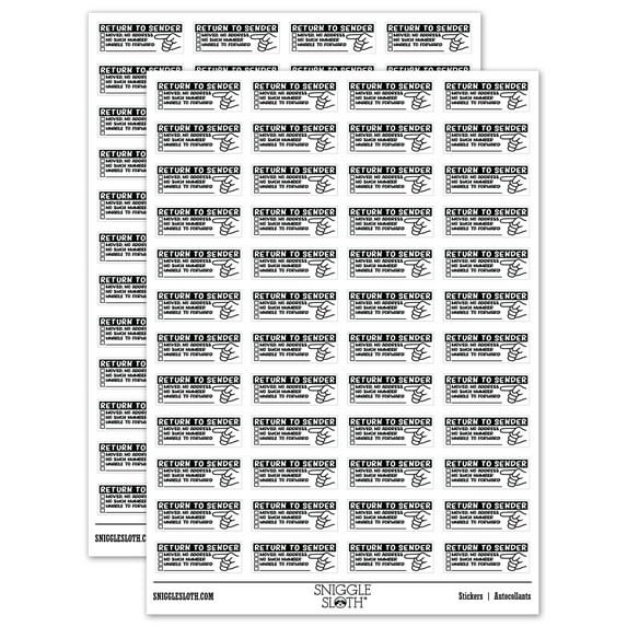 Return to Sender Fill-in Letter Mail Sticker Set - White - Matte Finish - 1.25" Mini
