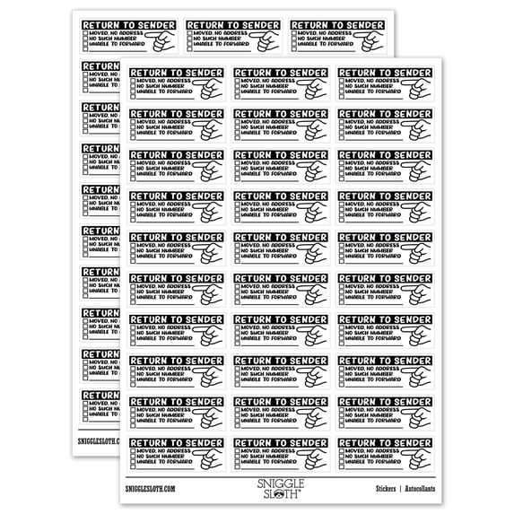 Return to Sender Fill-in Letter Mail Sticker Set - White - Matte Finish - 1.75" Medium
