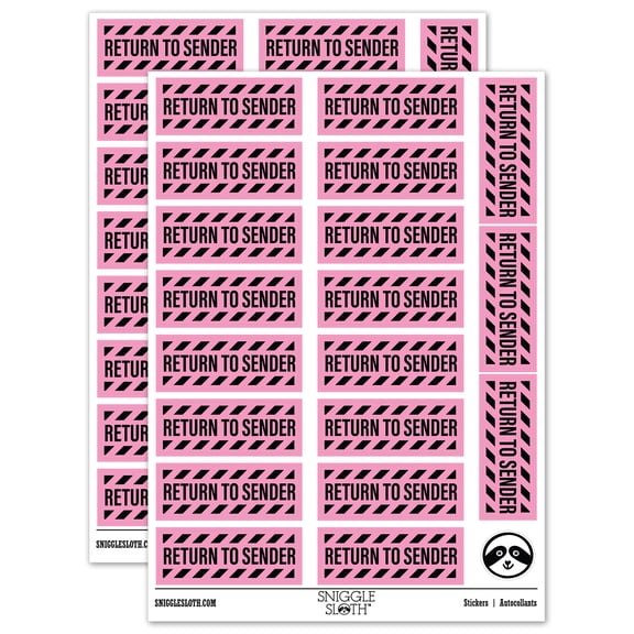 Return to Sender Mail Delivery Service Sticker Set - Light Pink - Gloss Finish - 2.00" Large