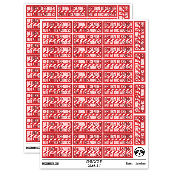 Return to Sender Not at this Address Mail Delivery Service Sticker Set - Red - Matte Finish - 1.5" Small