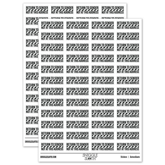 Return to Sender Not at this Address Mail Delivery Service Sticker Set - White - Matte Finish - 1.25" Mini