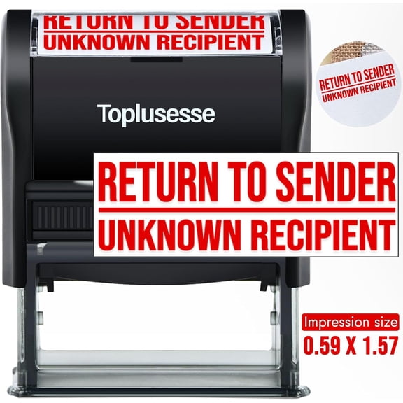 Return to Sender Unkown Recipient Stamp Self Inking Return Address Stamp Clear & Crisp Impressions- Red Ink$$Office