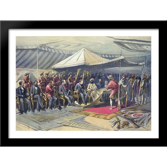 Return visit of the Viceroy to the Maharaja of Cashmere 38x28 Large Black Wood Framed Print Art by William Simpson
