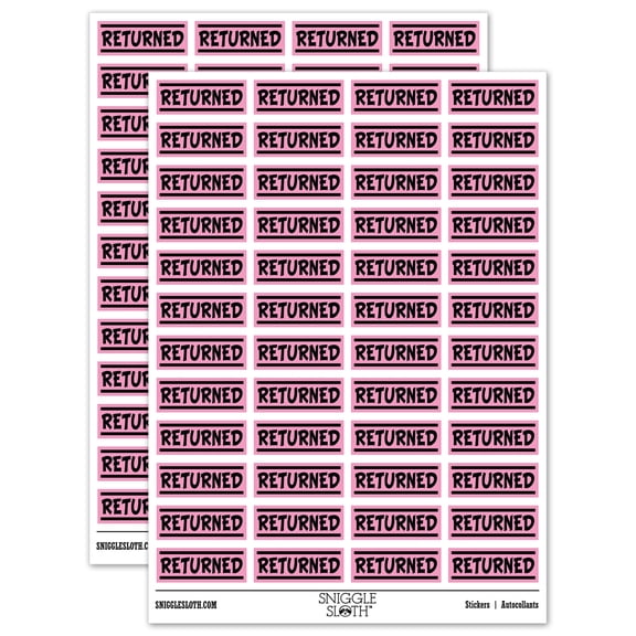 Returned Border Top Bottom Sticker Set - Light Pink - Gloss Finish - 1.25" Mini