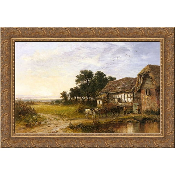 Returning Home 24x18 Gold Ornate Wood Framed Canvas Art by Leader, Benjamin Williams