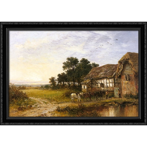 Returning Home 40x28 Large Black Ornate Wood Framed Canvas Art by Benjamin Williams Leader