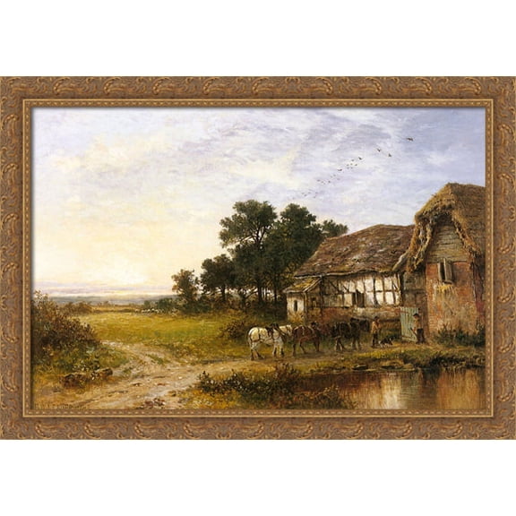 Returning Home 40x28 Large Gold Ornate Wood Framed Canvas Art by Benjamin Williams Leader