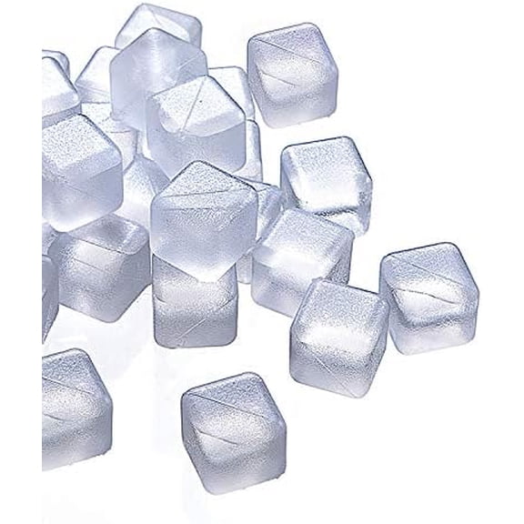 Reuable Ice Cube for Drinks - White Clear Plastic Ice Cube to Keep Drink Cool Longer Filled With Pure Water (20 Packs)